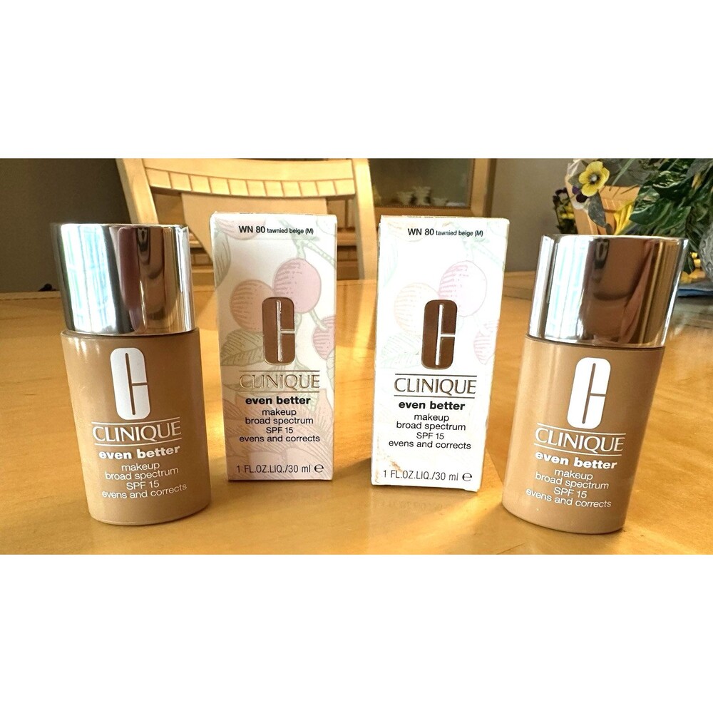 Clinique Even Better Makeup LOT OF 2 SPF 15 Tawnied Beige WN 80 (M) New in box